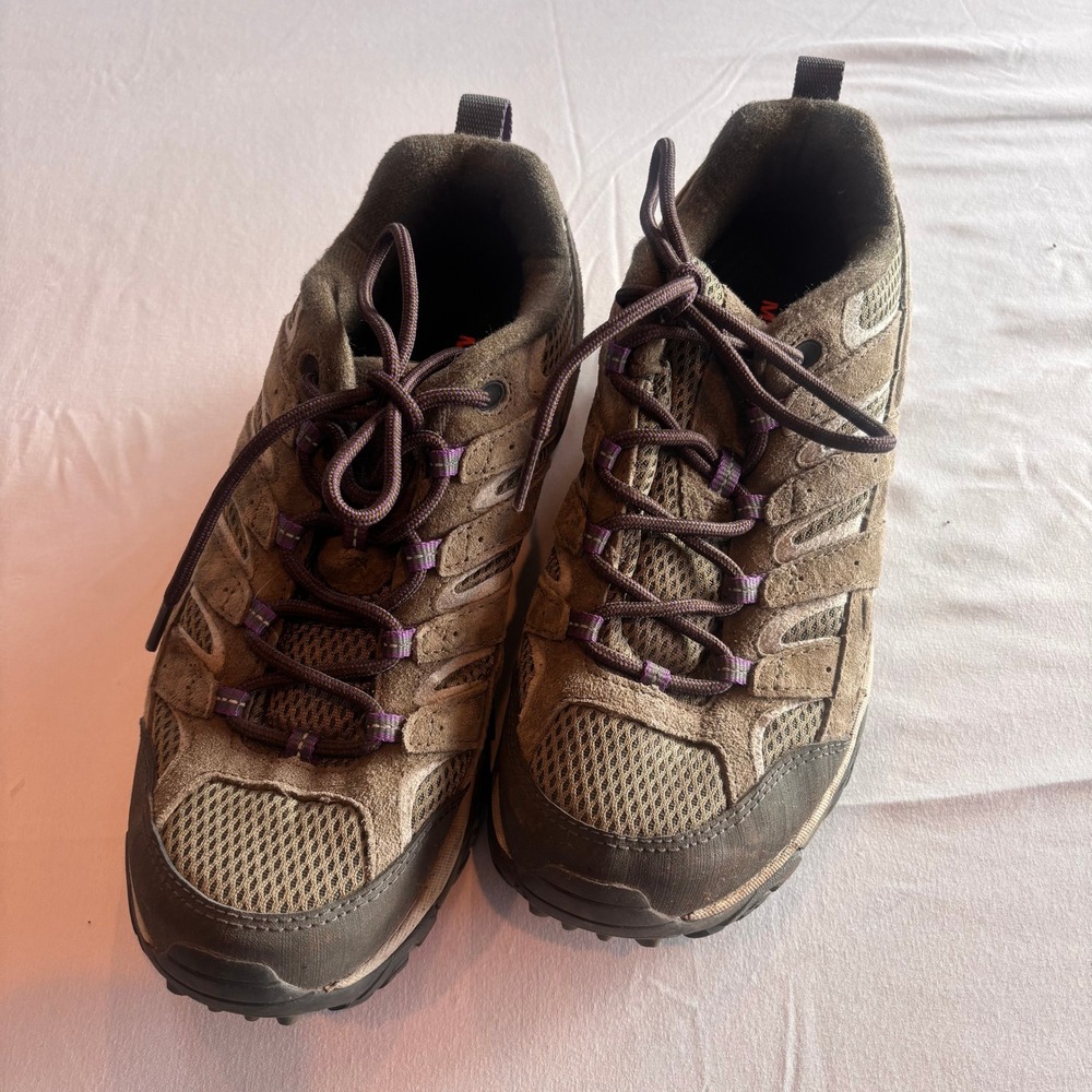 Merrell Moab 2 Vent Hiking Shoes Brown Purple Suede Mesh Vibram Womens 9.5